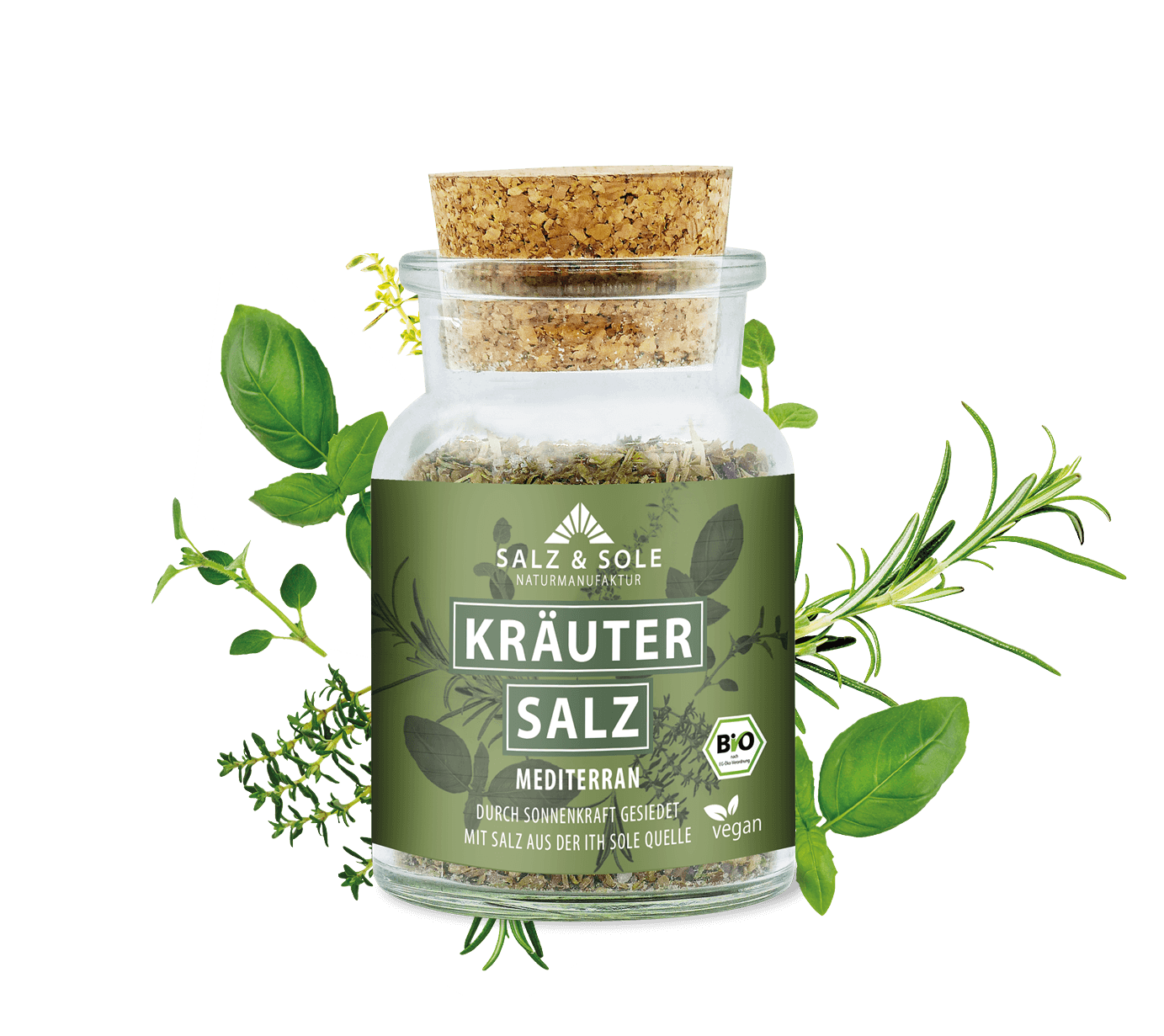 Bio Mediterranes Kräutersalz im Korkglas 80g